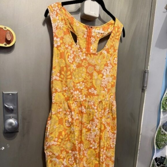 Retro Vintage Racerback (with Mini Bows) Mod Floral late 60s/ 70s Mini Dress - Picture 9 of 16